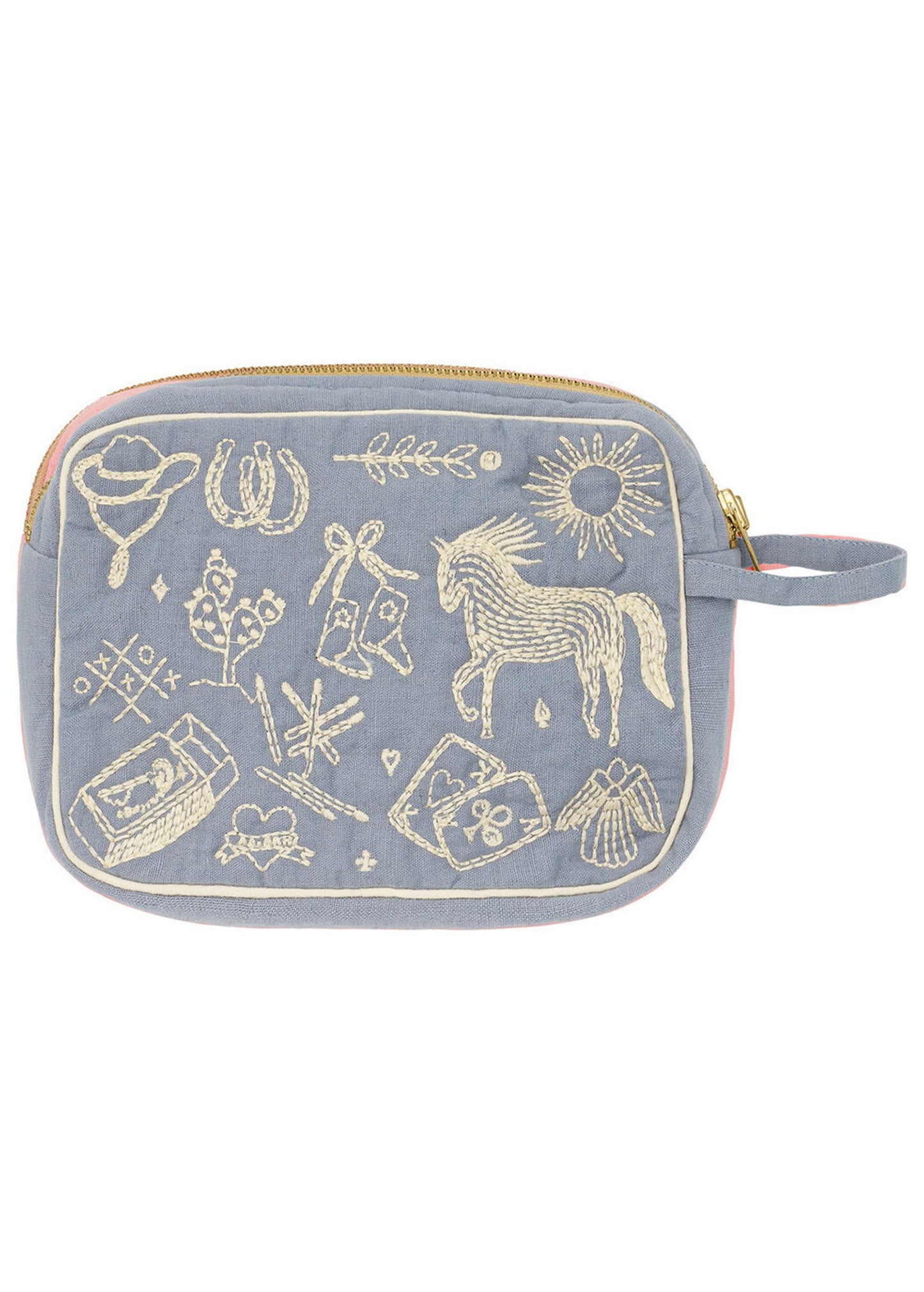 POLLY EMBROIDERY TOILETRY BAG ''SEA''