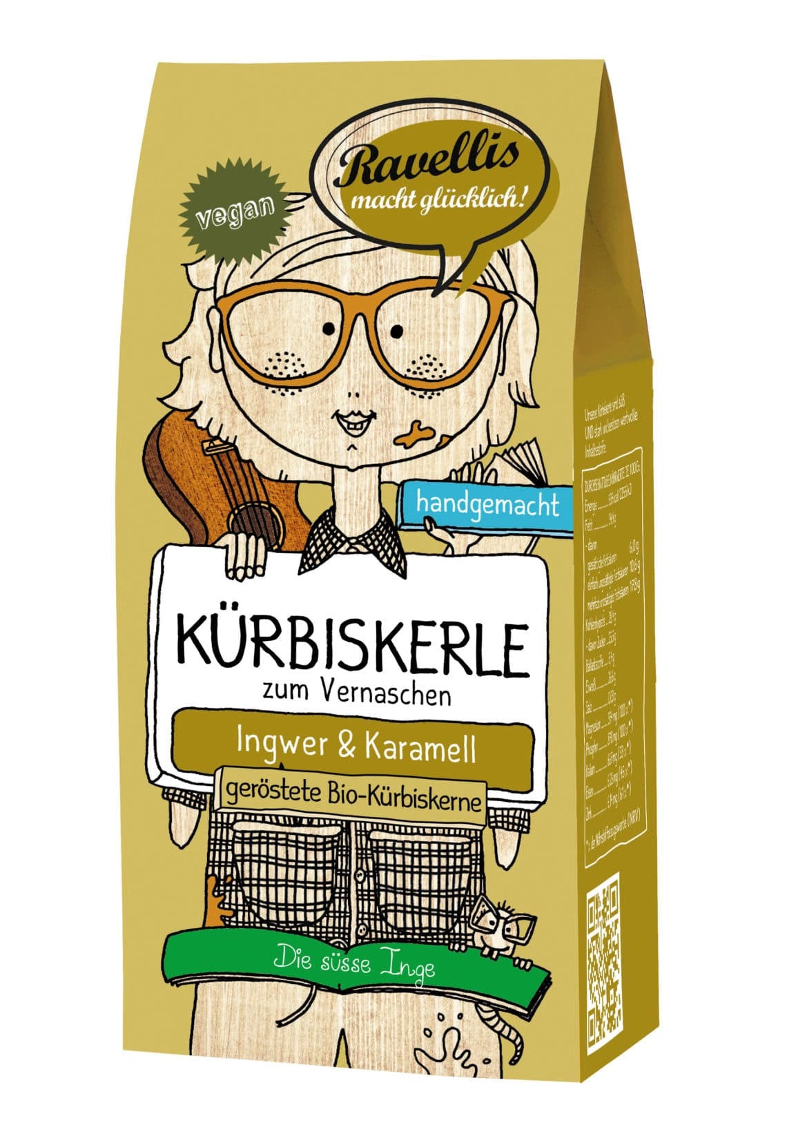 Geröstete Bio-Kürbiskerne veredelt mit Ingwer & Karamell