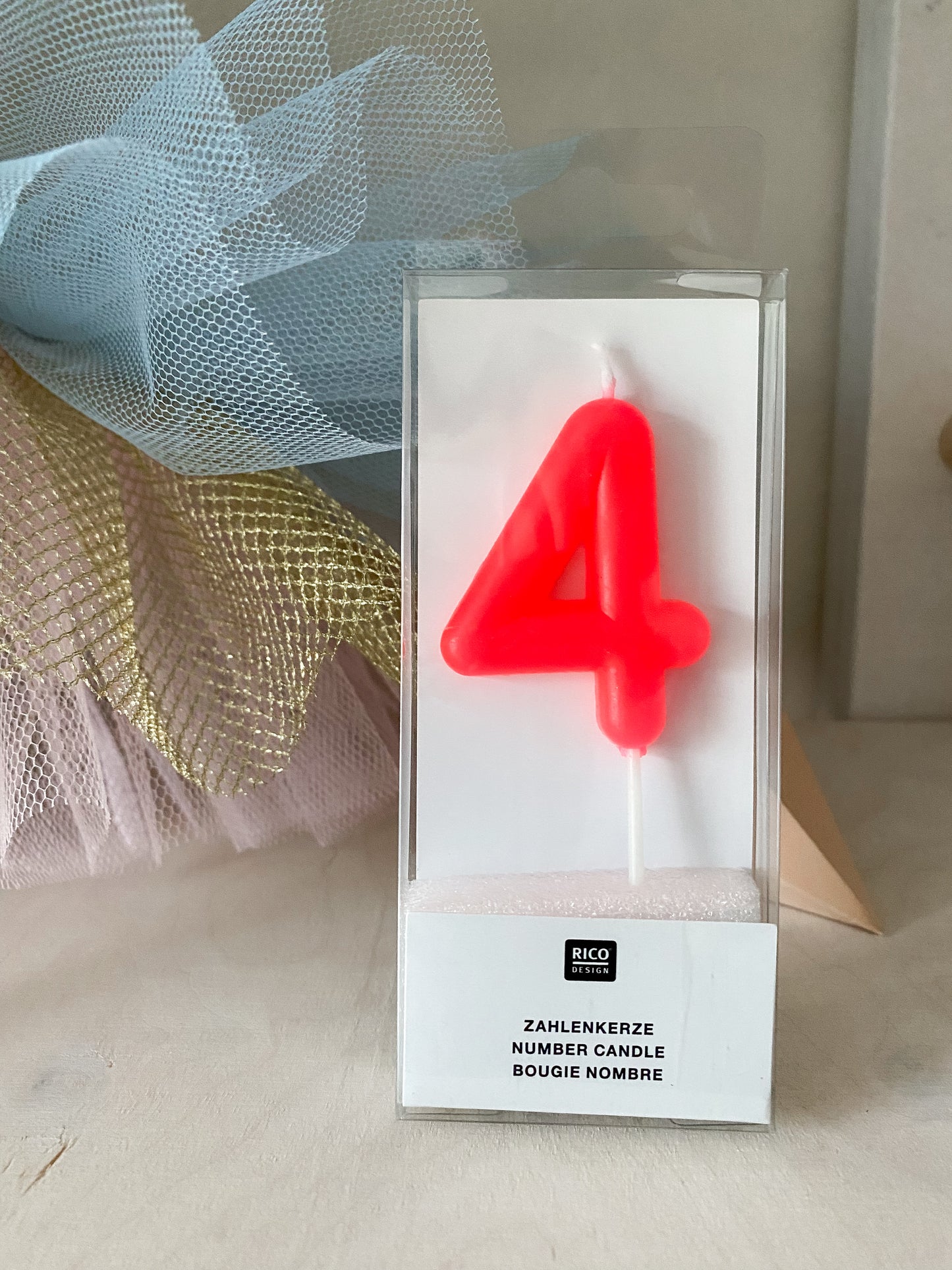 Zahlenkerze 4 ''Neon Pink''