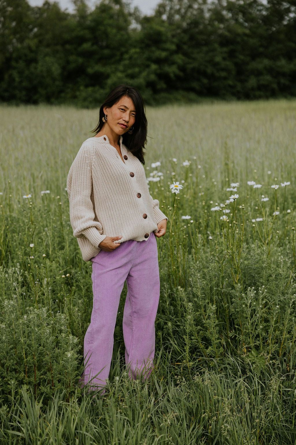 Raglan Knitted WOMEN'S Cardigan - CREAM