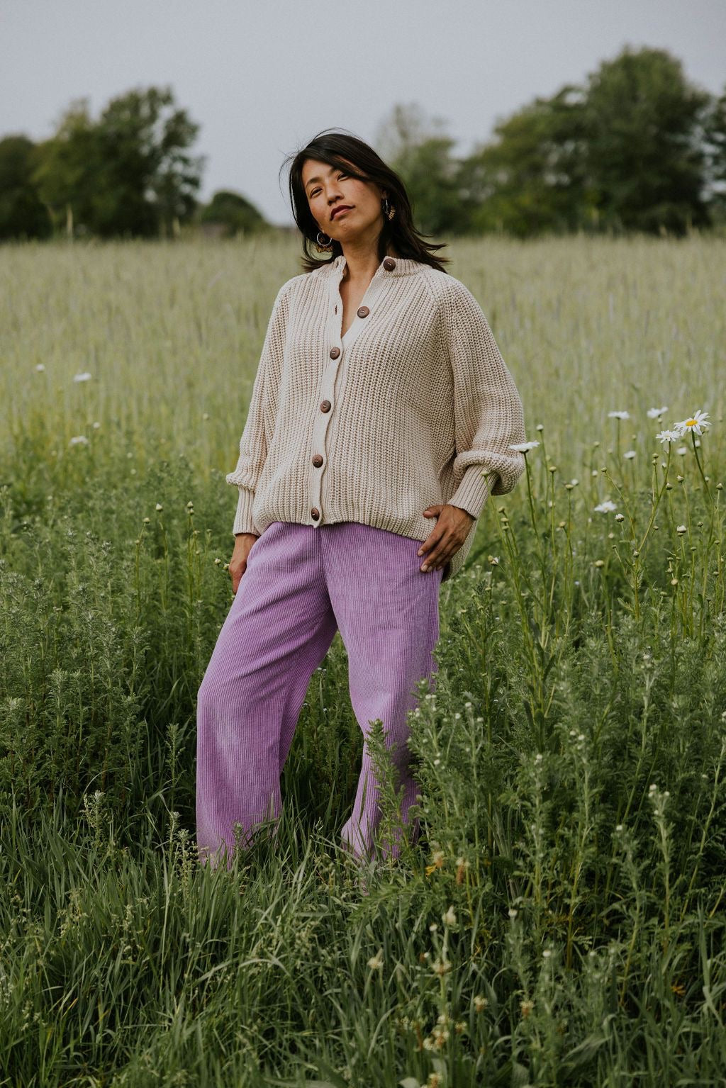 Raglan Knitted WOMEN'S Cardigan - CREAM
