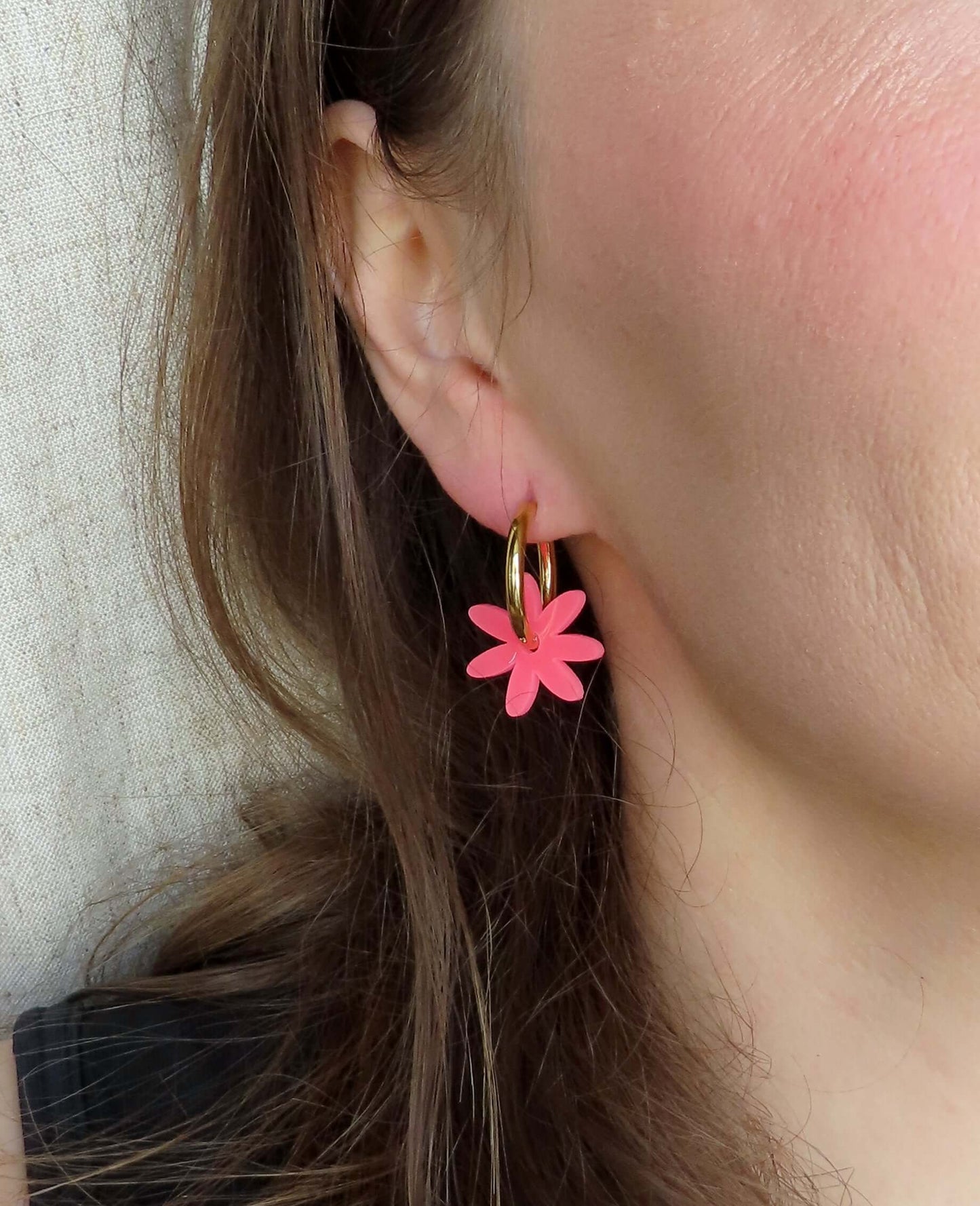 Neon Orange Margarite Edelstahl Hoops