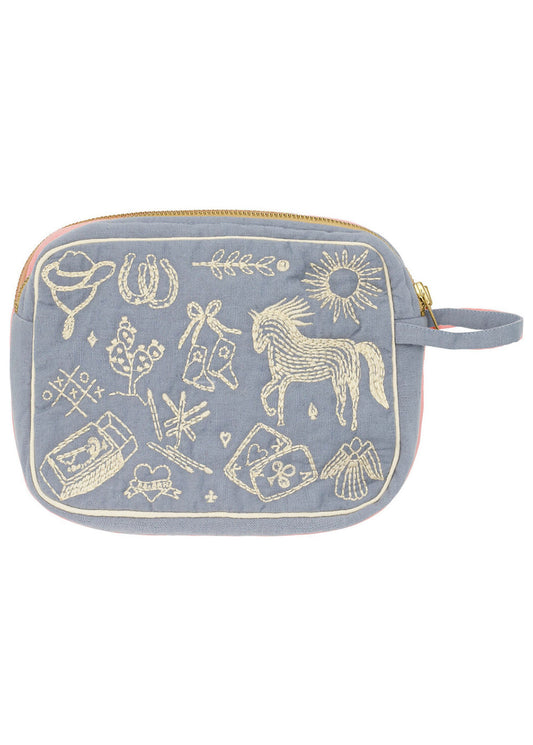 POLLY EMBROIDERY TOILETRY BAG ''SEA''