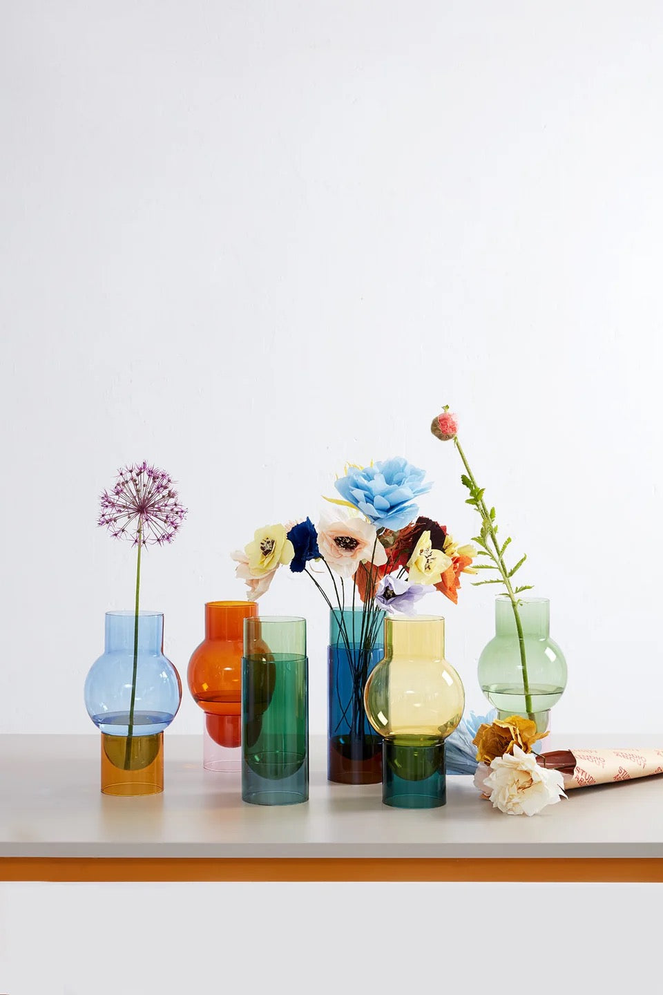 PAPIERBLUMENSTRAUSS, 5 STÜCK, SPRING5