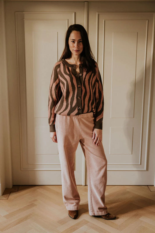 Raglan Knitted WOMEN'S Cardigan - PINK ZEBRA