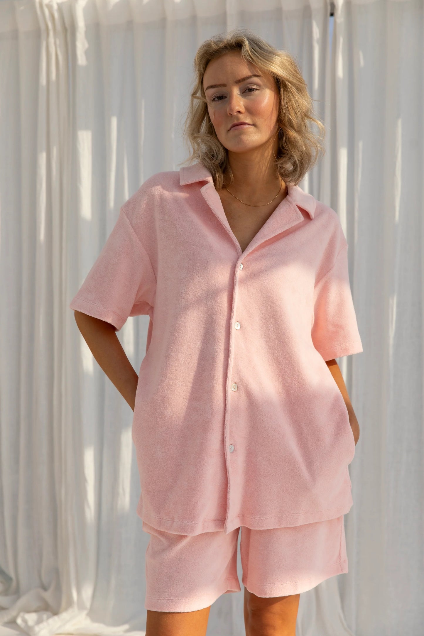 Frottee-Oversize-Hemd 'blush''
