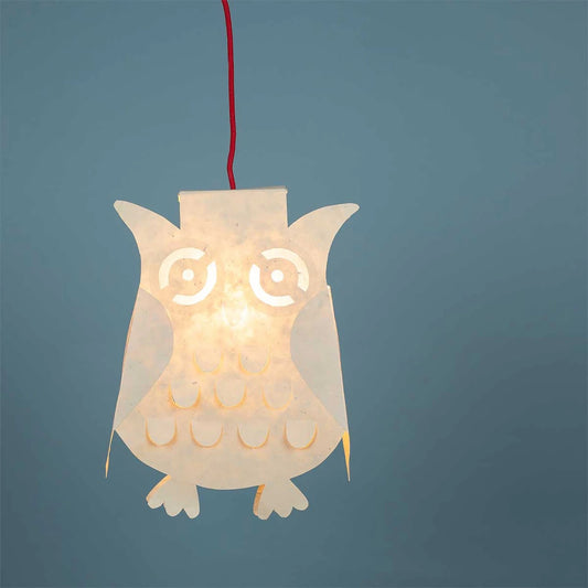 Handgemachte Eulenlampe aus Papier