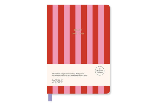 Fabrique Schulplaner 2025/2026 Streifen Pink 18 Monate